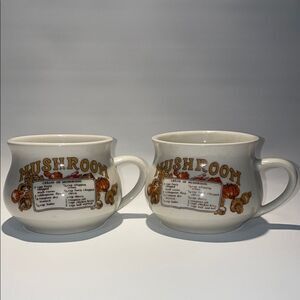 Vintage Mushroom Soup Mugs - Cream